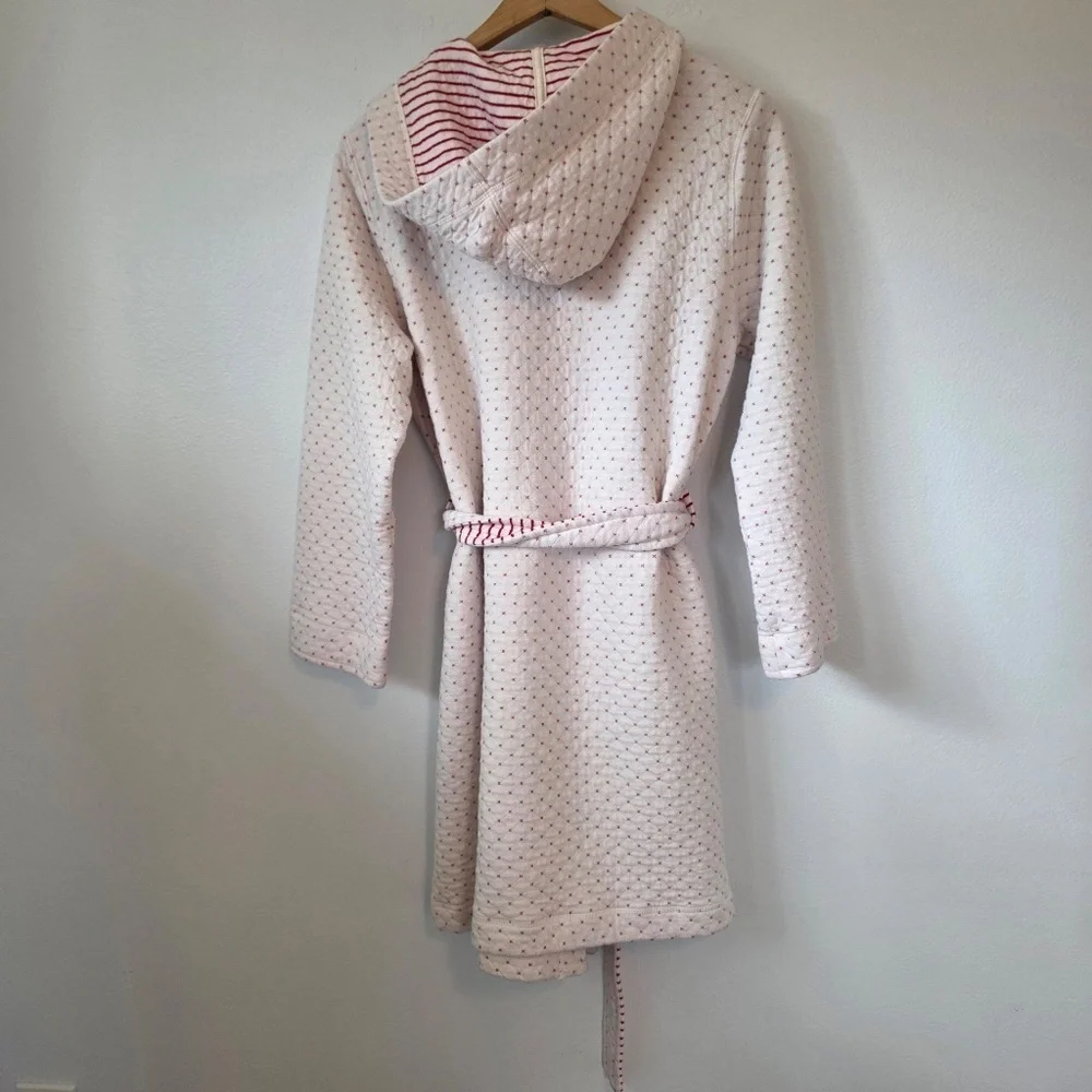 Vintage Old Navy Intimates Cream/Red Quilted Holiday Hooded Robe - Small